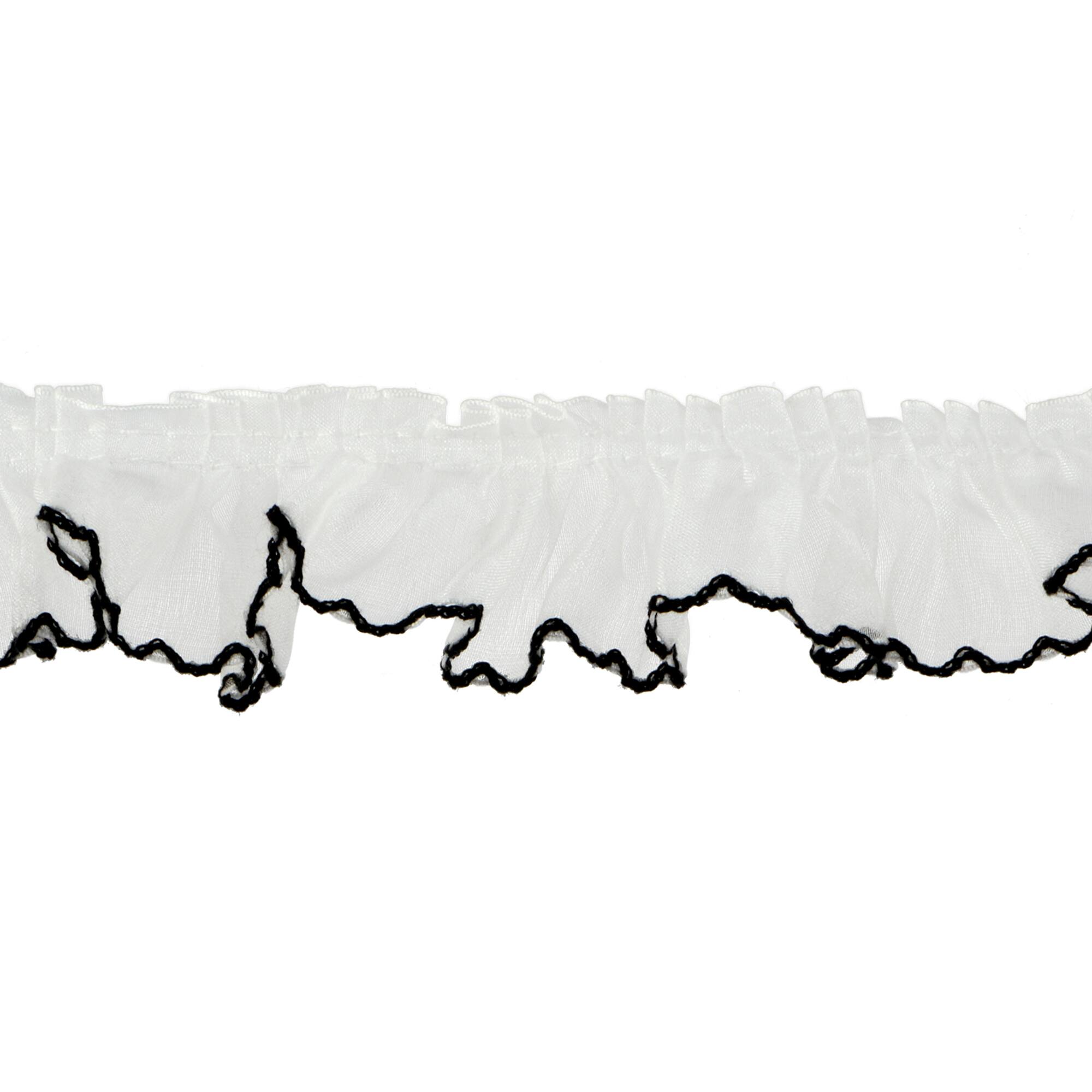 1.62" Black & White Organza Ruffled Trim by Celebrate It®